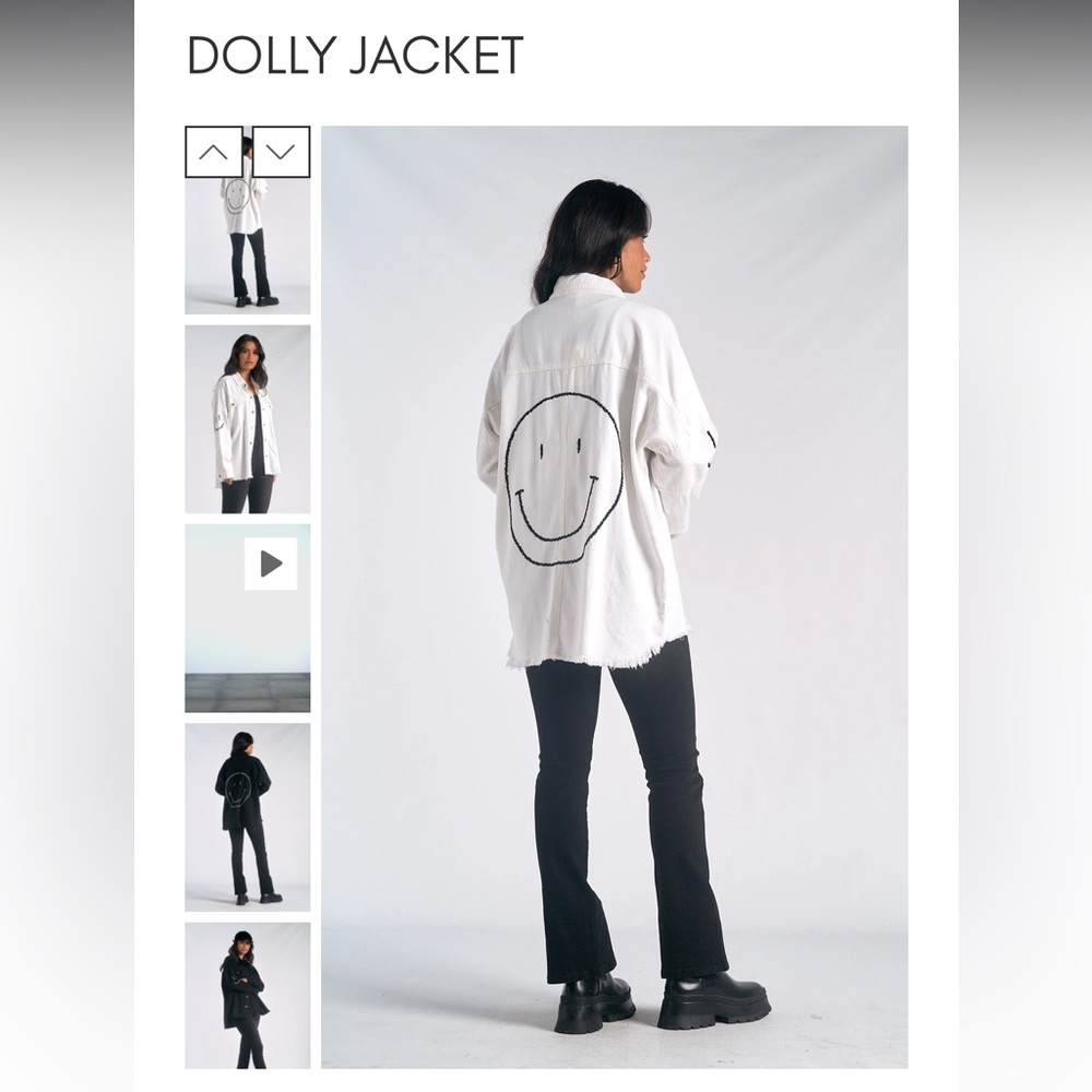 Like new white cotton smiley face shacket.